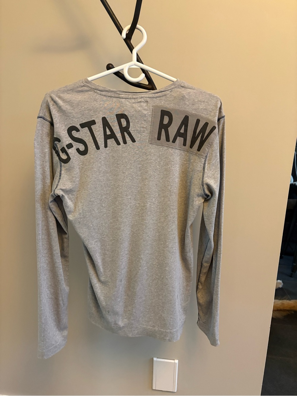 G-Star Light Grey Long Sleeve Tee with Back RAW Logo